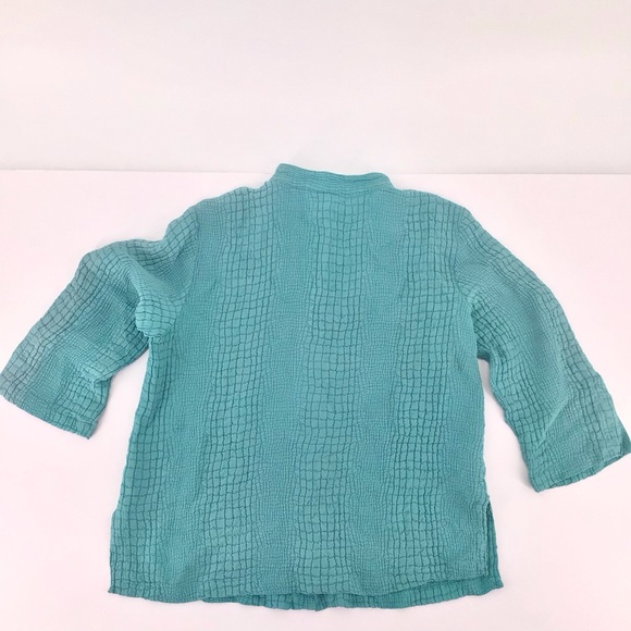 Citron Santa Monica Light Green Short Sleeve 100% Silk Lightweight Blouse PM - Picture 14 of 14